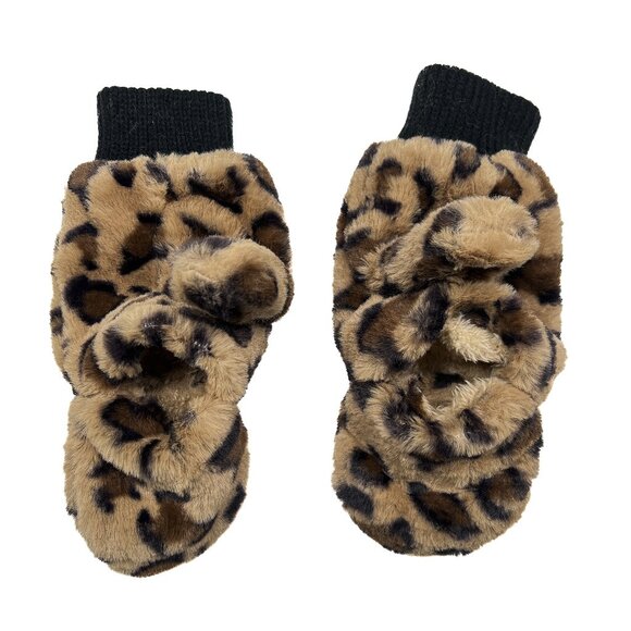 Britt's Knits Leopard Print Convertible Mittens Plush Vegan Fur Gloves - OS - Picture 5 of 7
